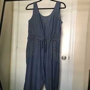 PROMESA Blue Striped Jumpsuit (never worn)